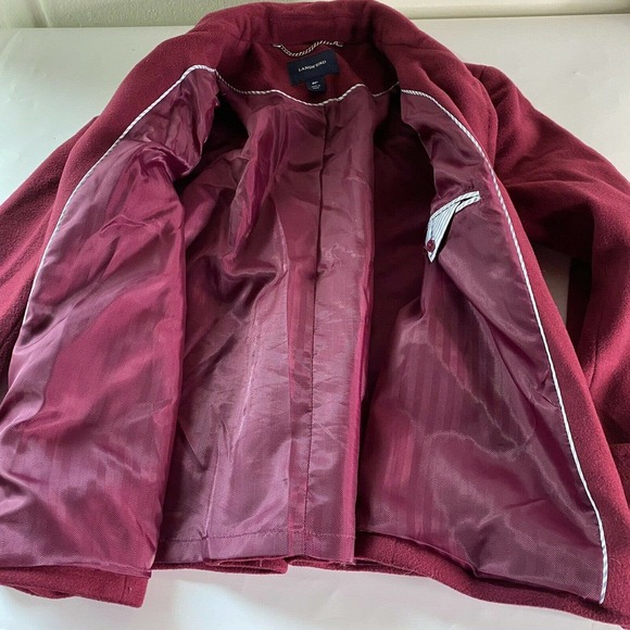 Lands End Swing Pea Coat Overcoat Sz 8P Wool Cashmere Blend Wine Red - Picture 4 of 10